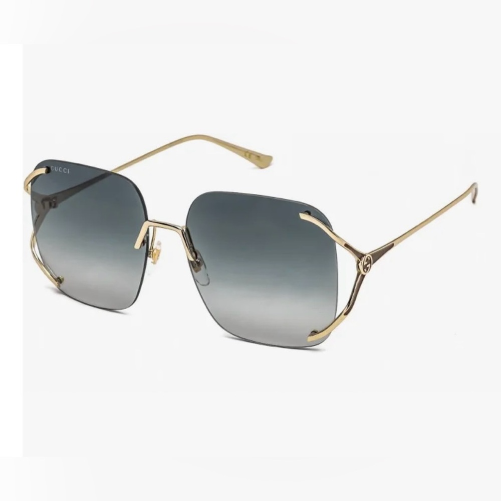 Gucci Gold and Gray Aviator Sunglasses